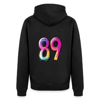 89 Number Symbol - Unisex Premium Organic Zip Hoodie - black - Back - Nico (187cm)