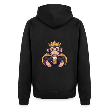 Monkey Beer Funny - Unisex Premium Organic Zip Hoodie - black - Back - Nico (187cm)