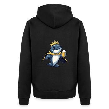 Dolphin Beer Funny - Unisex Premium Organic Zip Hoodie - black - Back - Nico (187cm)