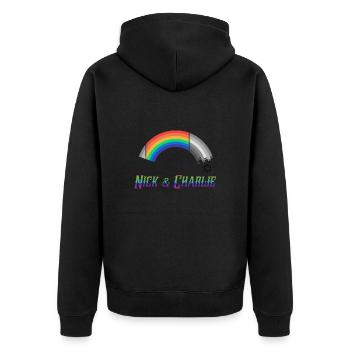 Heartstopper Regenbogen Nick und Charlie LBGTQIA+ - Unisex Premium Bio Zip Hoodie - Schwarz - Hinten - Nico (187cm)