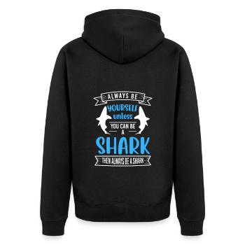 Weißer Hai Meer Segeln Tier - Unisex Premium Bio Zip Hoodie - Schwarz - Hinten - Nico (187cm)