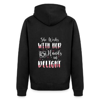 Photographer Photographer SLR motif - Unisex Premium Organic Zip Hoodie - black - Back - Nico (187cm)