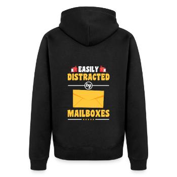 Briefträger Postbotin - Unisex Premium Bio Zip Hoodie - Schwarz - Hinten - Nico (187cm)