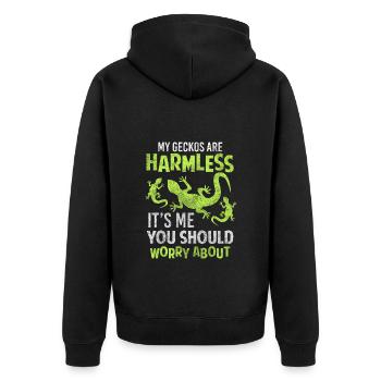 Reptilien Tropen Terrarium Terraristik - Unisex Premium Bio Zip Hoodie - Schwarz - Hinten - Nico (187cm)