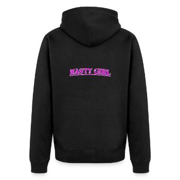 Nasty girl - Unisex Premium Bio Zip Hoodie - Schwarz - Hinten - Nico (187cm)