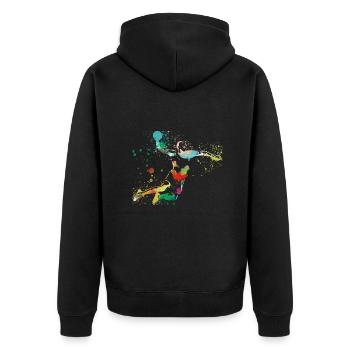 Handball, handballer, Beachhandball,Graffiti - Unisex Premium Bio Zip Hoodie - Schwarz - Hinten - Nico (187cm)