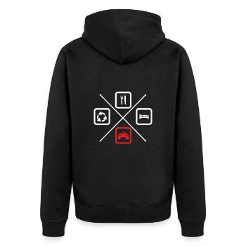 The Life Cycle of a Gamer,Geek,Gamer,Gaming - Unisex Premium Organic Zip Hoodie - black - Back - Nico (187cm)
