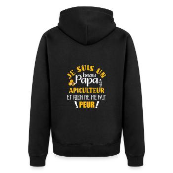 Je suis un beau papa apiculteur abeille miel - Veste à capuche bio Premium Unisexe - noir - Dos - Nico (187cm)