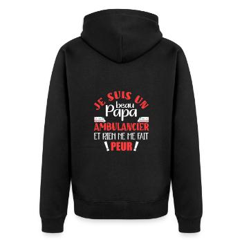 Beau papa ambulancier urgentiste beau père humour - Veste à capuche bio Premium Unisexe - noir - Dos - Nico (187cm)