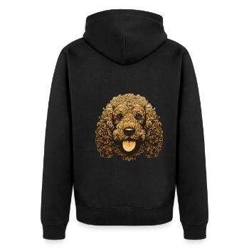 Pudel Hund Portrait - Unisex Premium Bio Zip Hoodie - Schwarz - Hinten - Nico (187cm)