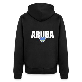 Aruba Arubanische Flagge Stolzer Arubaner - Unisex Premium Bio Zip Hoodie - Schwarz - Hinten - Nico (187cm)