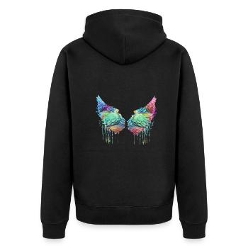 Angelwings,Wings,Aquarelle,Coloré,Angel Wings - Veste à capuche bio Premium Unisexe - noir - Dos - Nico (187cm)
