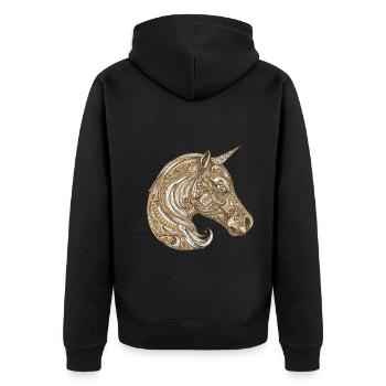 Einhorn Portrait - Unisex Premium Bio Zip Hoodie - Schwarz - Hinten - Nico (187cm)