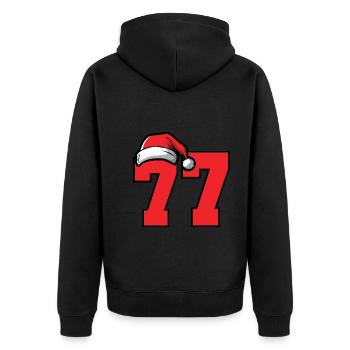 77 Zahl Weihnachten - Unisex Premium Bio Zip Hoodie - Schwarz - Hinten - Nico (187cm)
