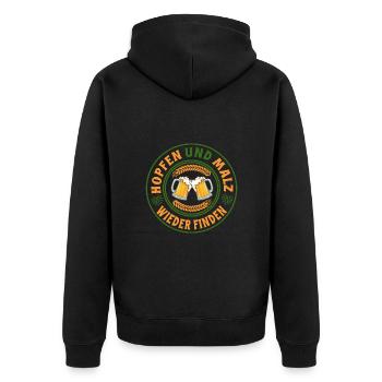 Hopfen und Malz wieder finden Bierliebhaber Spruch - Unisex Premium Bio Zip Hoodie - Schwarz - Hinten - Nico (187cm)