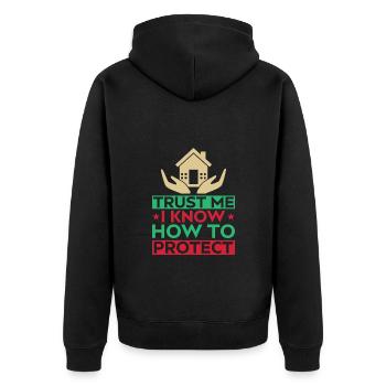 Insurance Agent Trust Me Funny Insurance Broker - Unisex Premium Bio Zip Hoodie - Schwarz - Hinten - Nico (187cm)