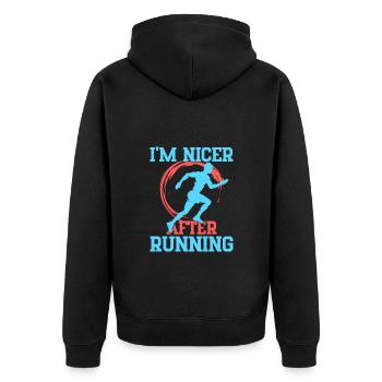 Courir Je suis plus sympa après le cadeau du marathonien - Veste à capuche bio Premium Unisexe - noir - Dos - Nico (187cm)
