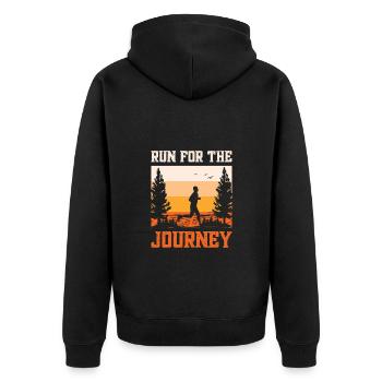 Running Enjoy The Journey Marathon Runner Gift - Unisex Premium Bio Zip Hoodie - Schwarz - Hinten - Nico (187cm)