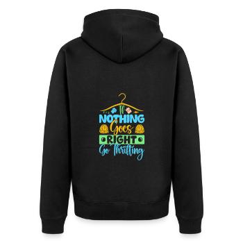 Thrift Shopper Nothing Goes Right Go Thrift Store - Unisex Premium Organic Zip Hoodie - black - Back - Nico (187cm)