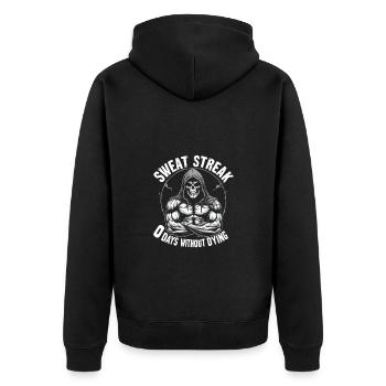 0 Days Without Dying Powerlifting Dead Gym - Unisex Premium Organic Zip Hoodie - black - Back - Nico (187cm)