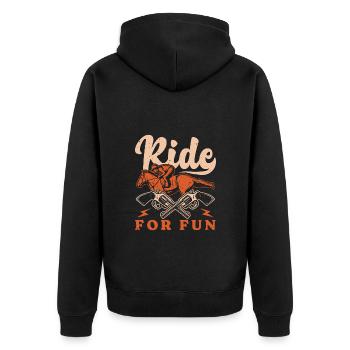 Hobby Horse Rider Ride For Fun English Riding - Unisex Premium Bio Zip Hoodie - Schwarz - Hinten - Nico (187cm)