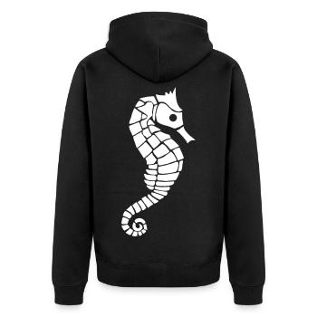 Hippocampe blanc - Veste à capuche bio Premium Unisexe - noir - Dos - Nico (187cm)