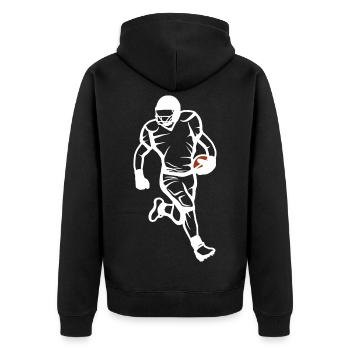 Footballer Drawing - Unisex Premium Organic Zip Hoodie - black - Back - Nico (187cm)