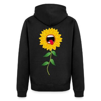 Heulende Sonnenblume Blume - Unisex Premium Bio Zip Hoodie - Schwarz - Hinten - Nico (187cm)