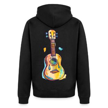 Ukulele Comic Look - Unisex Premium Bio Zip Hoodie - Schwarz - Hinten - Nico (187cm)