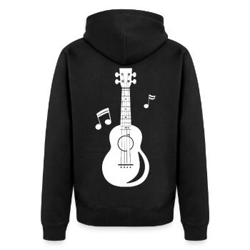 Ukulele Graphics - Unisex Premium Organic Zip Hoodie - black - Back - Nico (187cm)