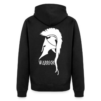 Antiker weißer Kriegerhelm - Unisex Premium Bio Zip Hoodie - Schwarz - Hinten - Nico (187cm)