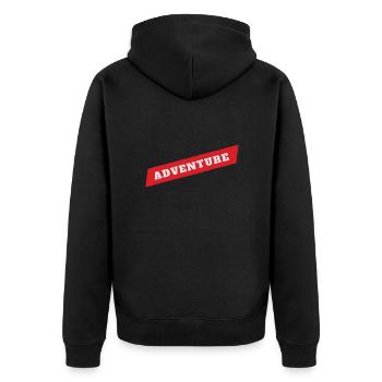 Adventure - Unisex Premium Bio Zip Hoodie - Schwarz - Hinten - Nico (187cm)
