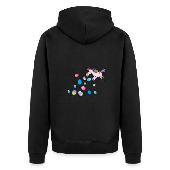 Puking Unicorn,Unicorn,Easter,Easter Eggs - Unisex Premium Organic Zip Hoodie - black - Back - Nico (187cm)