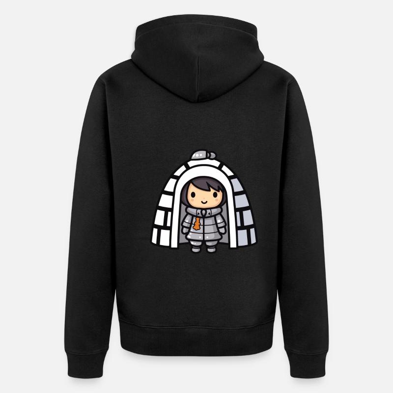 Bande dessinée d’hiver Eskimo Igloo - Veste à capuche bio Premium Unisexe - noir