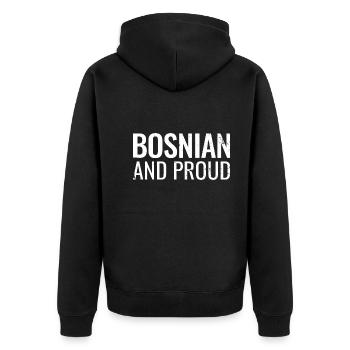 Bosnien Herzegowina Stolz Bosnische Bosnier - Unisex Premium Bio Zip Hoodie - Schwarz - Hinten - Nico (187cm)