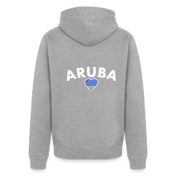 Aruba Aruban Flag Proud Aruban - Unisex Premium Organic Zip Hoodie - heather grey - Back - Nico (187cm)