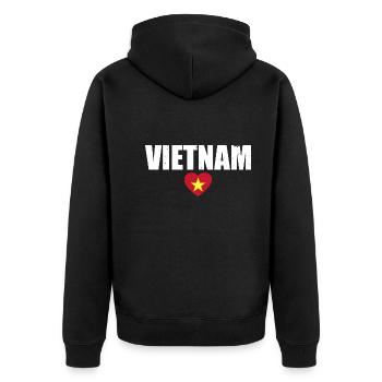 Vietnam Vietnamesische Flagge Vietnamese - Unisex Premium Bio Zip Hoodie - Schwarz - Hinten - Nico (187cm)