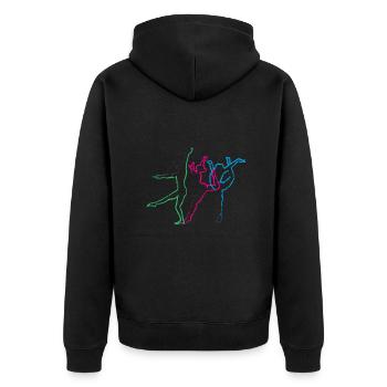 turnerin, yoga,sport,tanzen,gymnastik,outline - Unisex Premium Bio Zip Hoodie - Schwarz - Hinten - Nico (187cm)
