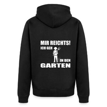 Garten - Unisex Premium Bio Zip Hoodie - Schwarz - Hinten - Nico (187cm)
