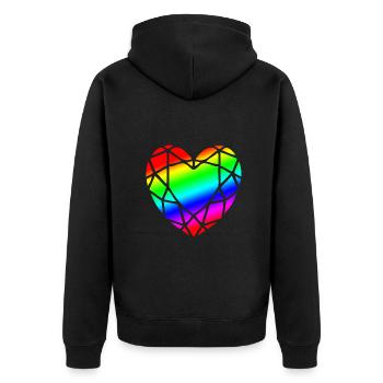 LGBTQ Pride Herz Diamantform - Unisex Premium Bio Zip Hoodie - Schwarz - Hinten - Nico (187cm)