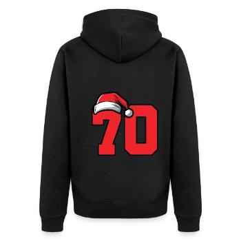 70 Zahl Weihnachten - Unisex Premium Bio Zip Hoodie - Schwarz - Hinten - Nico (187cm)
