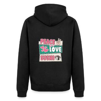 Sushi Lover Peace Love Sushi - Veste à capuche bio Premium Unisexe - noir - Dos - Nico (187cm)