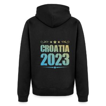 Croatia 2023 - Unisex Premium Organic Zip Hoodie - black - Back - Nico (187cm)