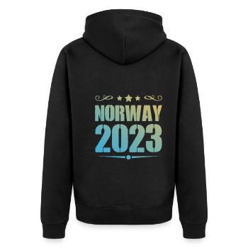 Norwegen 2023 - Unisex Premium Bio Zip Hoodie - Schwarz - Hinten - Nico (187cm)
