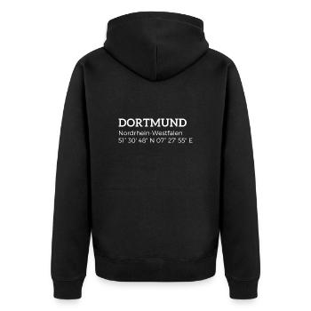 les coordonnées de Dortmund Rhénanie-du-Nord-Westphalie - Veste à capuche bio Premium Unisexe - noir - Dos - Nico (187cm)