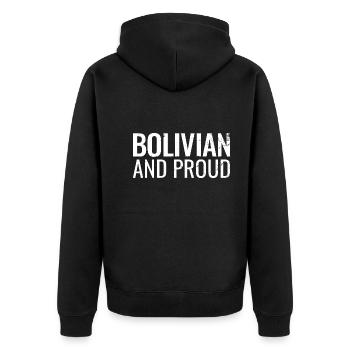 Bolivian And Proud Bolivien Bolivianisch - Unisex Premium Bio Zip Hoodie - Schwarz - Hinten - Nico (187cm)