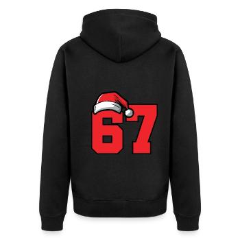 67 Zahl Weihnachten - Unisex Premium Bio Zip Hoodie - Schwarz - Hinten - Nico (187cm)