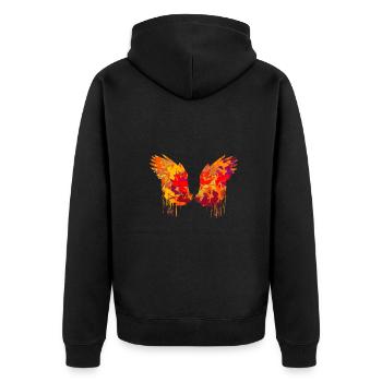 ailes d’ange,ailes,aquarelle,automne,ailes d’ange - Veste à capuche bio Premium Unisexe - noir - Dos - Nico (187cm)