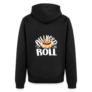 Pastry Lover All I Need Is C-Roll Cute Baking Gift - Unisex Premium Bio Zip Hoodie - Schwarz - Hinten - Nico (187cm)