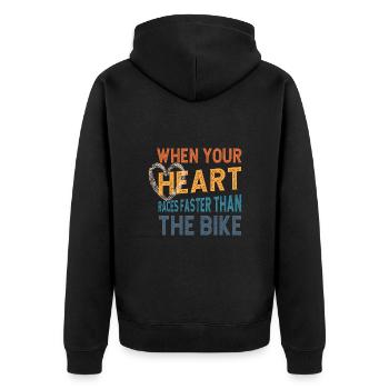 Dirt Biker Riding Your Heart Races Faster - Unisex Premium Bio Zip Hoodie - Schwarz - Hinten - Nico (187cm)